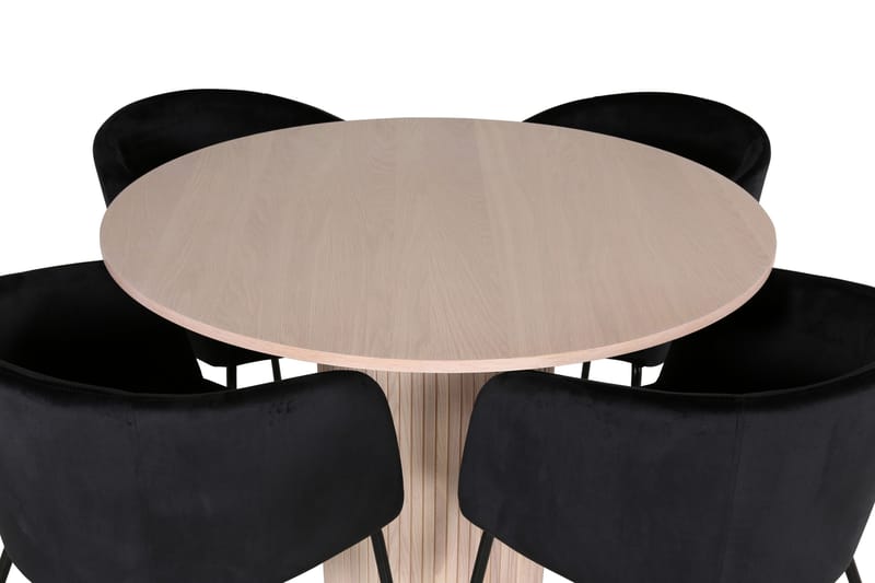 Bianca Matgrupp 110 cm Rund med 4 Berit stolar - Svart - Products - Möbler - Bord & matgrupp - Matgrupp