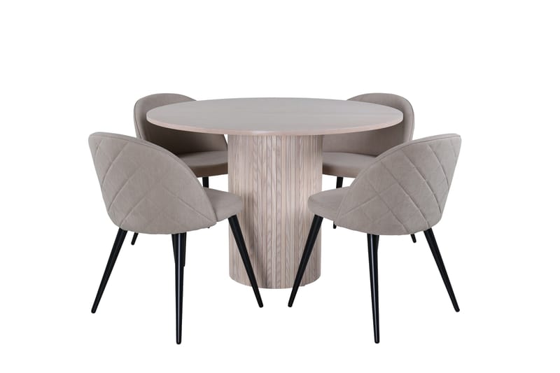 Bianca Matgrupp 110 cm Rund med 4 Velvet stolar - Beige - Products - Möbler - Bord & matgrupp - Matgrupp