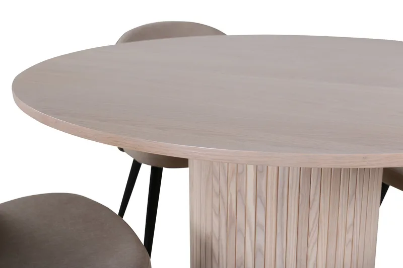 Bianca Matgrupp 110 cm Rund med 4 Velvet stolar, Beige