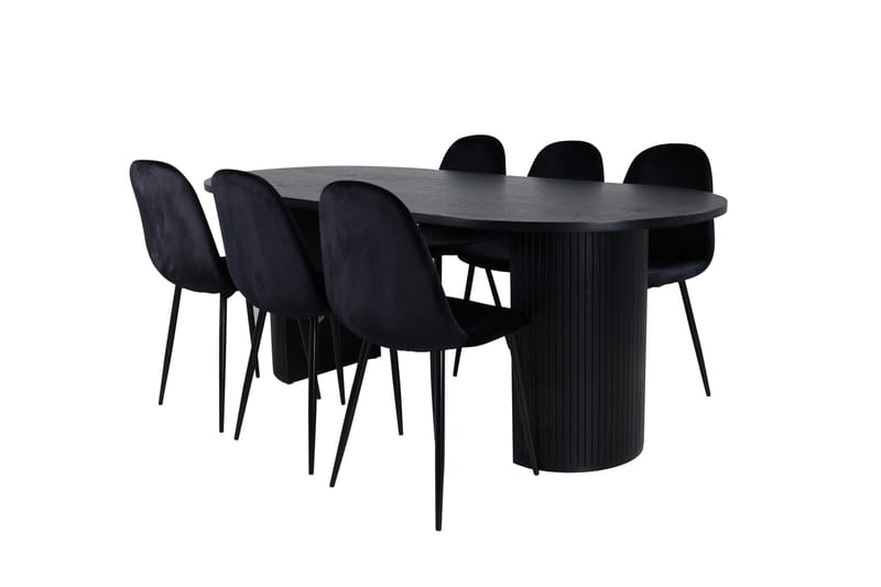 Bianca Matgrupp 200 cm Oval med 6 Polar stolar - Svart - Products - Möbler - Bord & matgrupp - Matgrupp