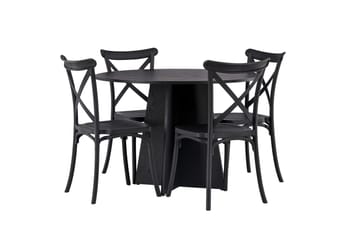 Bootcut Matgrupp 110 cm Rund med 4 Crosett stolar - Svart - Products - Möbler - Bord & matgrupp - Matgrupp