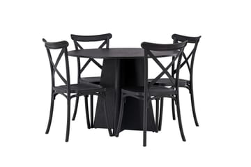 Bootcut Matgrupp 110 cm Rund med 4 Crosett stolar - Svart - Products - Möbler - Bord & matgrupp - Matgrupp