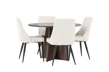 Bootcut Matgrupp 110 cm Rund med 4 Leone stolar - Mocca/Beige - Products - Möbler - Bord & matgrupp - Matgrupp