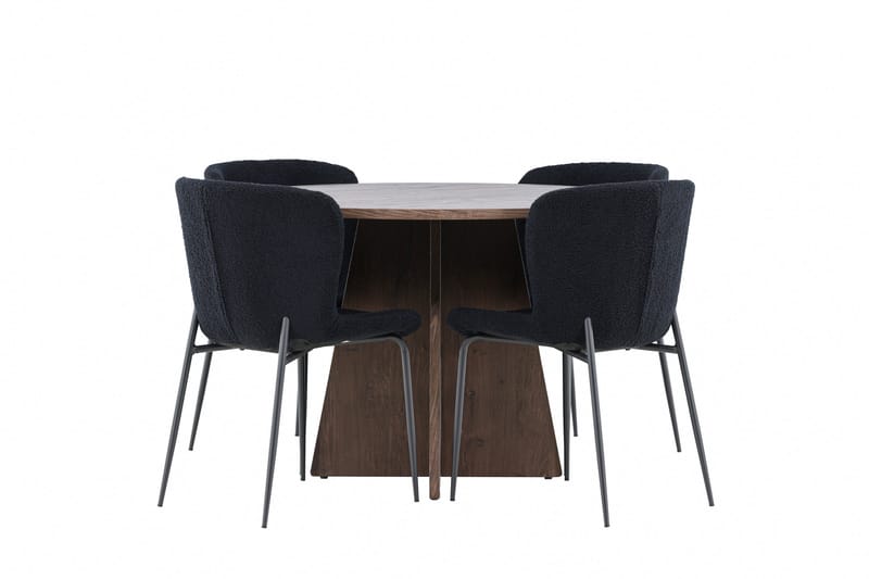 Bootcut Matgrupp 110 cm Rund med 4 Modesto stolar - Mocca/Svart - Products - Möbler - Bord & matgrupp - Matgrupp