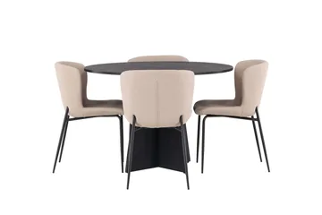 Bootcut Matgrupp 110 cm Rund med 4 Modesto stolar - Svart - Products - Möbler - Bord & matgrupp - Matgrupp