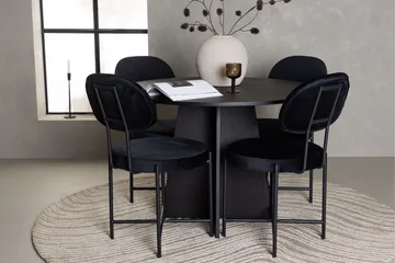 Bootcut Matgrupp 110 cm Rund med 4 Stella stolar - Svart - Products - Möbler - Bord & matgrupp - Matgrupp