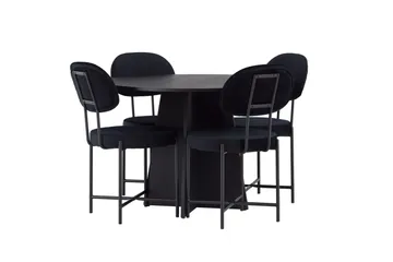 Bootcut Matgrupp 110 cm Rund med 4 Stella stolar - Svart - Products - Möbler - Bord & matgrupp - Matgrupp