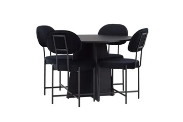 Bootcut Matgrupp 110 cm Rund med 4 Stella stolar - Svart - Products - Möbler - Bord & matgrupp - Matgrupp