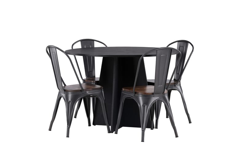 Bootcut Matgrupp 110 cm Rund med 4 Tempe stolar - Svart - Products - Möbler - Bord & matgrupp - Matgrupp