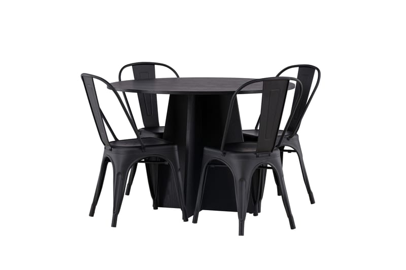 Bootcut Matgrupp 110 cm Rund med 4 Tempe Stolar - Svart - Products - Möbler - Bord & matgrupp - Matgrupp