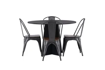 Bootcut Matgrupp 110 cm Rund med 4 Tempe stolar - Svart - Products - Möbler - Bord & matgrupp - Matgrupp