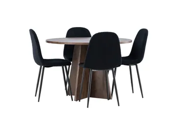 Bootcut Matgrupp 110 cm Rund med 4 Polar stolar - Mocca/Svart - Products - Möbler - Bord & matgrupp - Matgrupp