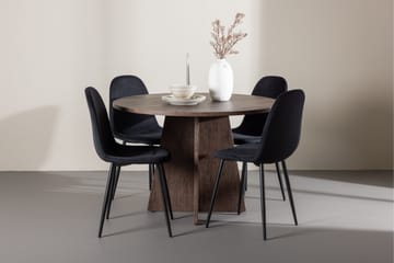 Bootcut Matgrupp 110 cm Rund med 4 Polar stolar - Mocca/Svart - Products - Möbler - Bord & matgrupp - Matgrupp
