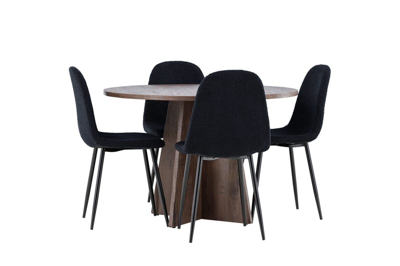 Bootcut Matgrupp 110 cm Rund med 4 Polar stolar - Mocca/Svart - Products - Möbler - Bord & matgrupp - Matgrupp