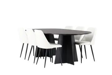 Bootcut Matgrupp 230 cm Oval med 6 Night stolar - Svart - Products - Möbler - Bord & matgrupp - Matgrupp