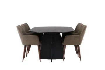 Bootcut Matgrupp 230 cm Oval med 6 Tomorrow stolar - Brun - Products - Möbler - Bord & matgrupp - Matgrupp