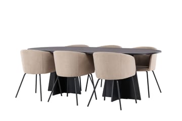 Bootcut Matgrupp 230 cm Rektangulär med 6 Berit stolar - Beige - Products - Möbler - Bord & matgrupp - Matgrupp