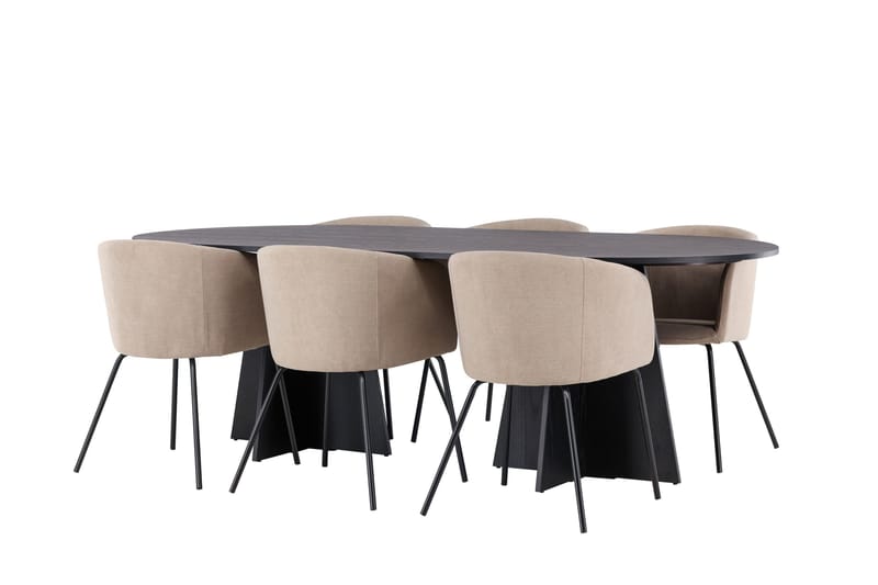 Bootcut Matgrupp 230 cm Rektangulär med 6 Berit stolar - Beige - Products - Möbler - Bord & matgrupp - Matgrupp