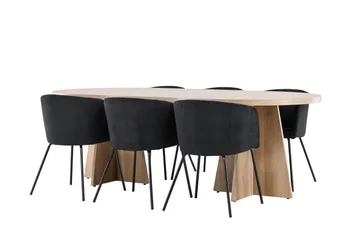 Bootcut Matgrupp 230 cm Rektangulär med 6 Berit stolar - Whitewash/Svart - Products - Möbler - Bord & matgrupp - Matgrupp