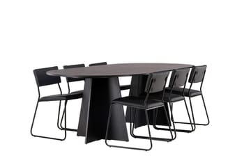 Bootcut Matgrupp 230 cm Rektangulär med 6 Kenth Stolar - Svart - Products - Möbler - Bord & matgrupp - Matgrupp