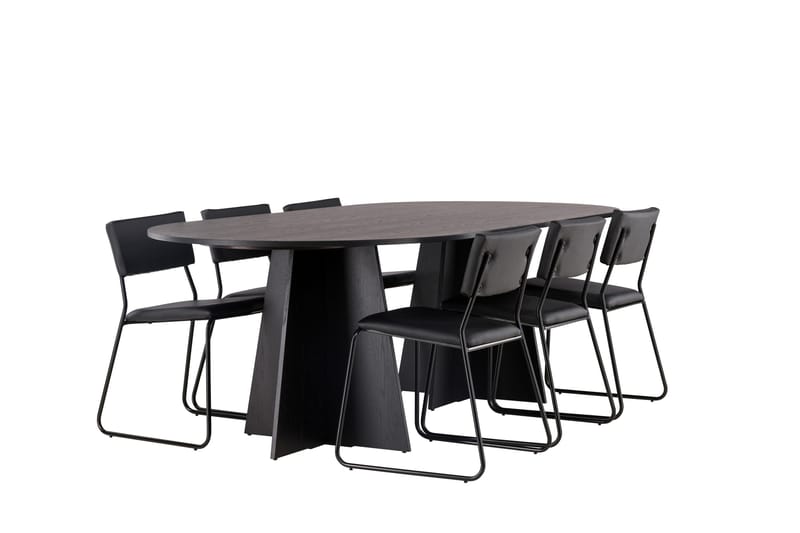 Bootcut Matgrupp 230 cm Rektangulär med 6 Kenth Stolar - Svart - Products - Möbler - Bord & matgrupp - Matgrupp