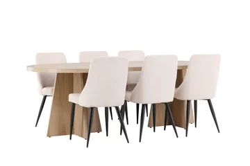 Bootcut Matgrupp 230 cm Rektangulär med 6 Leone stolar - Whitewash/Beige - Products - Möbler - Bord & matgrupp - Matgrupp