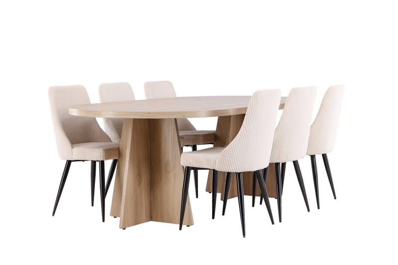 Bootcut Matgrupp 230 cm Rektangulär med 6 Leone stolar - Whitewash/Beige - Products - Möbler - Bord & matgrupp - Matgrupp