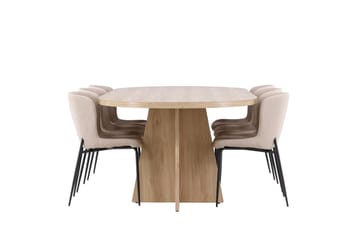 Bootcut Matgrupp 230 cm Rektangulär med 6 Modesto stolar - Whitewash/Beige - Products - Möbler - Bord & matgrupp - Matgrupp