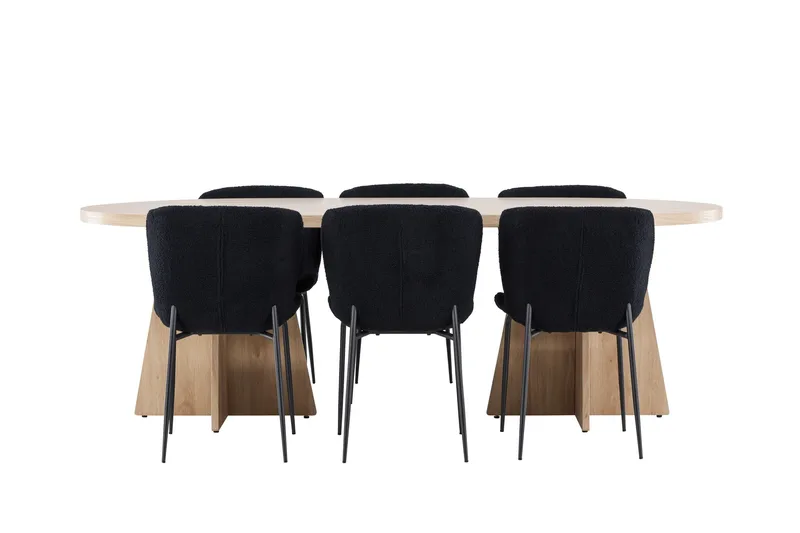 Bootcut Matgrupp 230 cm Rektangulär med 6 Modesto stolar - Whitewash/Svart - Products - Möbler - Bord & matgrupp - Matgrupp