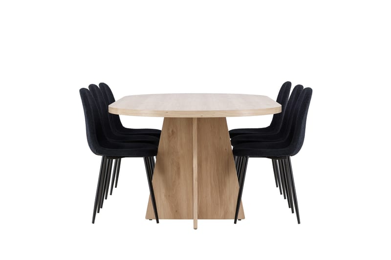 Bootcut Matgrupp 230 cm Rektangulär med 6 Polar stolar - Whitewash/Svart - Products - Möbler - Bord & matgrupp - Matgrupp