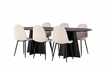 Bootcut Matgrupp 230 cm Rektangulär med 6 Polar stolar - Beige - Products - Möbler - Bord & matgrupp - Matgrupp