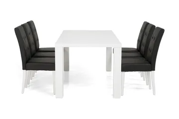 Cibus Matgrupp 180 cm med 6 Viktor Stol - Vit/Svart - Products - Möbler - Bord & matgrupp - Matgrupp