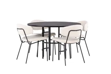 Copenhagen Matgrupp 115 cm Rund med 4 Chico Stolar - Svart - Products - Möbler - Bord & matgrupp - Matgrupp