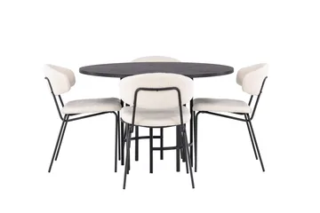 Copenhagen Matgrupp 115 cm Rund med 4 Chico Stolar - Svart - Products - Möbler - Bord & matgrupp - Matgrupp