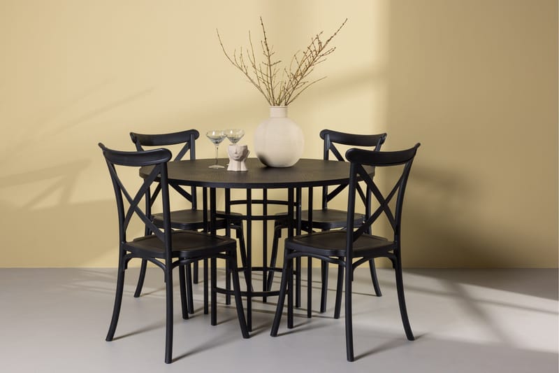 Copenhagen Matgrupp 115 cm Rund med 4 Crosett stolar - Svart - Products - Möbler - Bord & matgrupp - Matgrupp