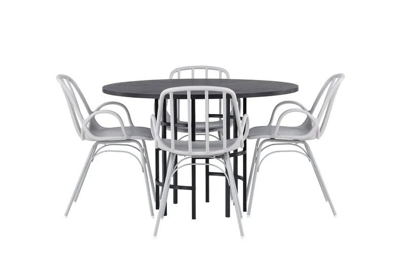 Copenhagen Matgrupp 115 cm Rund med 4 Dyrön stolar - Svart - Products - Möbler - Bord & matgrupp - Matgrupp
