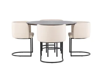 Copenhagen Matgrupp 115 cm Rund med 4 Simrishman stolar - Beige - Products - Möbler - Bord & matgrupp - Matgrupp