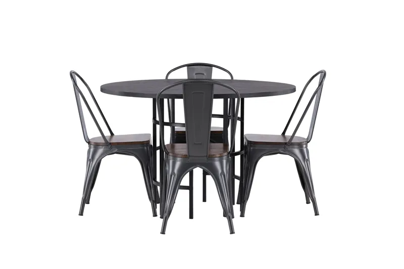 Copenhagen Matgrupp 115 cm Rund med 4 Tempe stolar, Svart