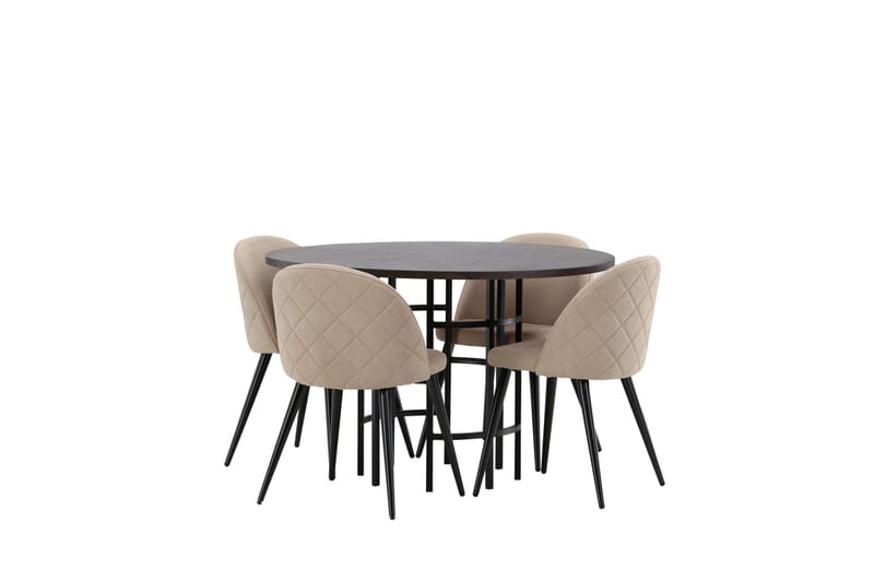 Copenhagen Matgrupp 115 cm Rund med 4 Velvet stolar - Beige - Products - Möbler - Bord & matgrupp - Matgrupp