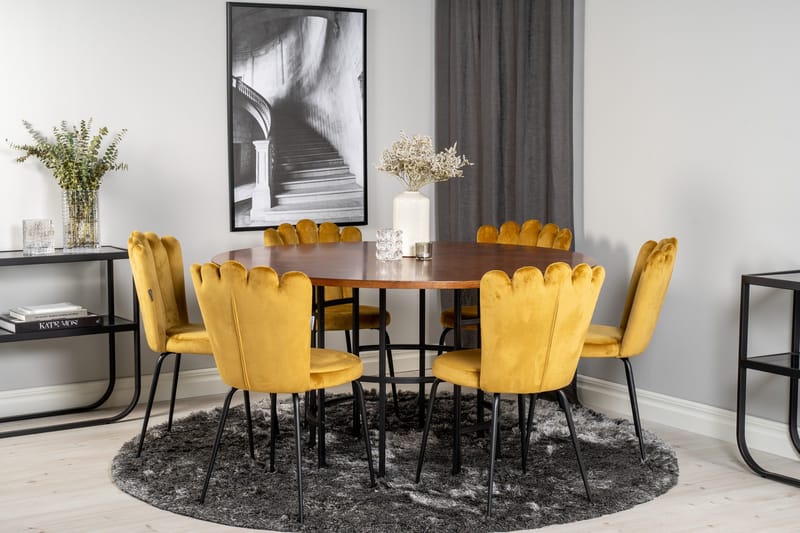 Copenhagen Matgrupp 140 cm Rund med 6 Limhamn stolar - Svart - Products - Möbler - Bord & matgrupp - Matgrupp