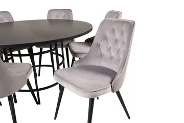 Copenhagen Matgrupp med 6 Valera Lyx Sammetsstolar Svart/Grå - Furniture Fashion - Products - Möbler - Bord & matgrupp - Matgrupp
