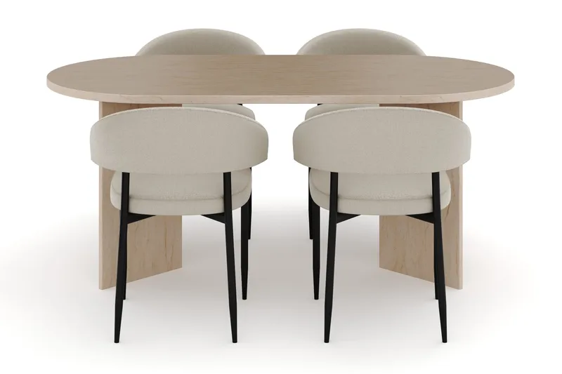 Dano Matbord 180 cm  med 4 Sawako Matstolar - Travertin / Beige - Products - Möbler - Bord & matgrupp - Matgrupp