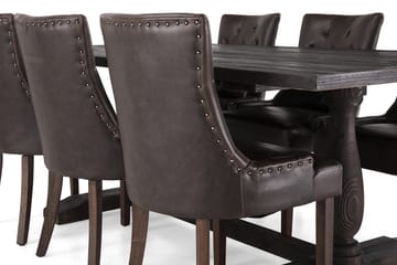 Dijon Matgrupp 200 cm med 6 Tuva Fåtölj - Vintage Trä / Brun Pu - Products - Möbler - Bord & matgrupp - Matgrupp