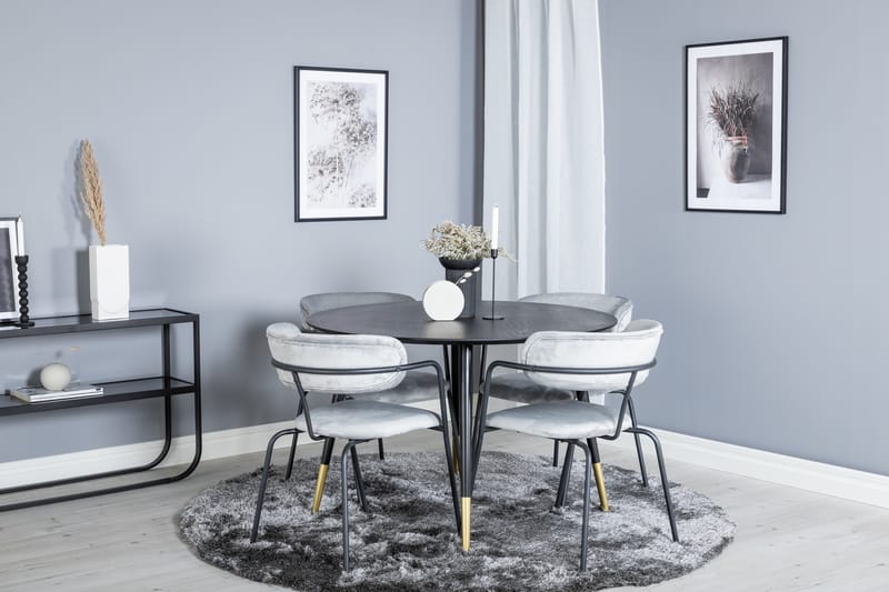 Dipp Matgrupp 115 cm Rund med 4 Arrow stolar - Svart/Guld - Products - Möbler - Bord & matgrupp - Matgrupp