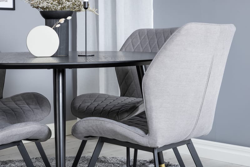 Dipp Matgrupp 115 cm Rund med 4 Gemma stolar - Svart/Guld - Products - Möbler - Bord & matgrupp - Matgrupp