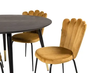 Dipp Matgrupp 115 cm Rund med 4 Limhamn stolar - Svart/Guld - Products - Möbler - Bord & matgrupp - Matgrupp