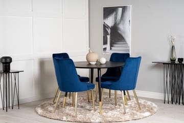 Dipp Matgrupp 115 cm Rund med 4 Velvet stolar - Svart - Products - Möbler - Bord & matgrupp - Matgrupp