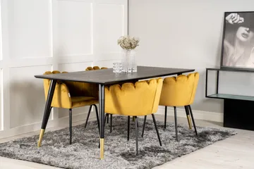 Dipp Matgrupp 180 cm Rektangulär med 4 Limhamn stolar - Svart/Guld - Products - Möbler - Bord & matgrupp - Matgrupp