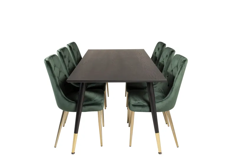 Dipp Matgrupp 180 cm Rektangulär med 6 Velvet Deluxe stolar - Svart/Guld - Products - Möbler - Bord & matgrupp - Matgrupp