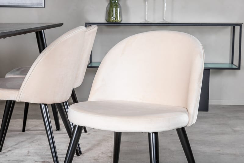 Dipp Matgrupp 180 cm Rektangulär med 6 Velvet stolar - Beige - Products - Möbler - Bord & matgrupp - Matgrupp